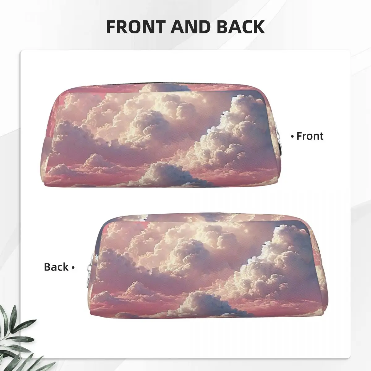 Pink Clouds Sky Large Sunset Glow Pencil Cases for Student Gifts Pen Box Pencil Bag Pencil Pouch Storage Stationery Supplies
