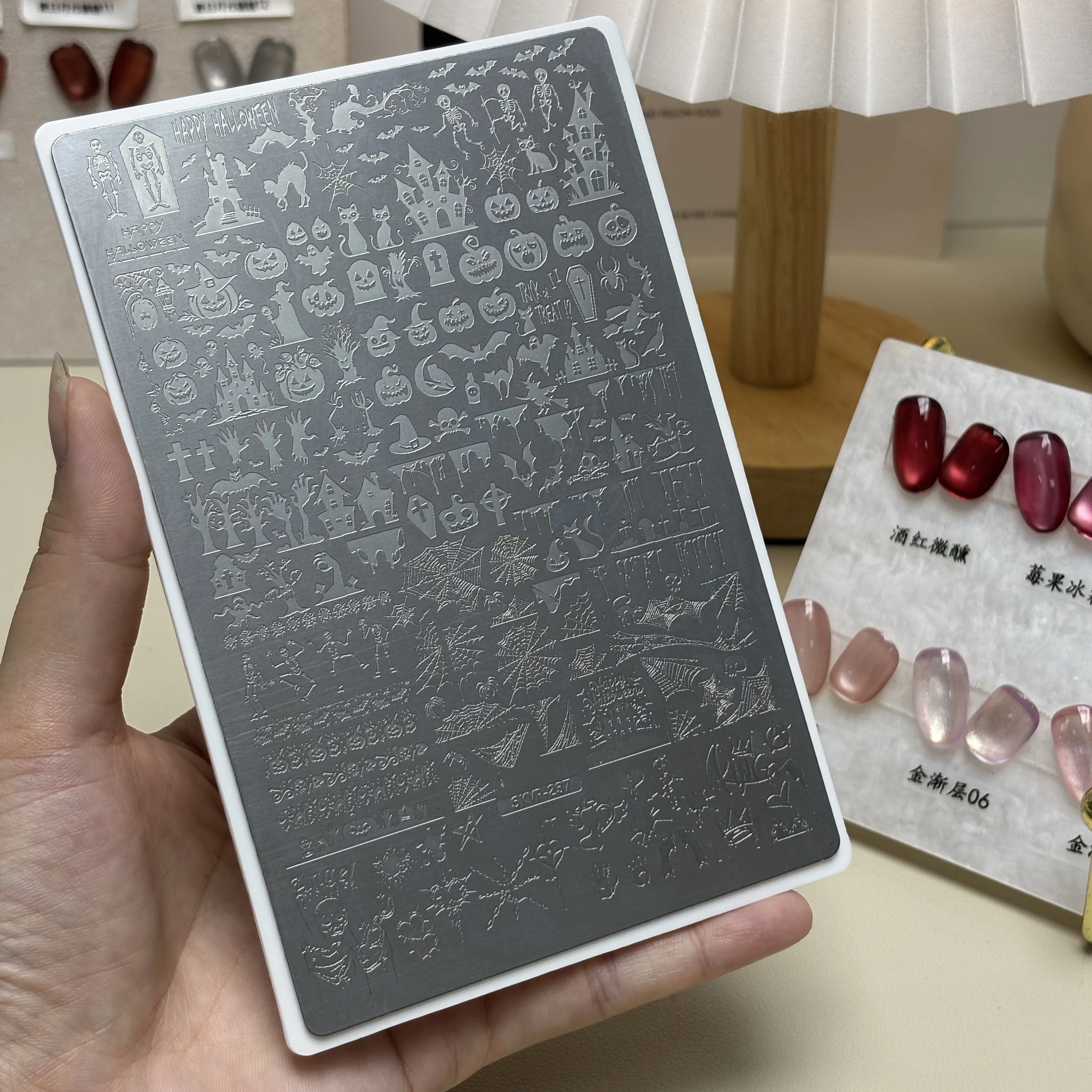 Nagel stempelplaat Halloween-elementen, kerstelementen, sneeuwvlokken patronen Stempel sjabloon plaat stencil DIY nagelgereedschap