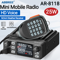 ABBREE AR-8118 Mini Mobile Radio 25W Dual Band VHF UHF 200CH Long Range Anti-Interference Dual PTT HD Vioce Car Radio