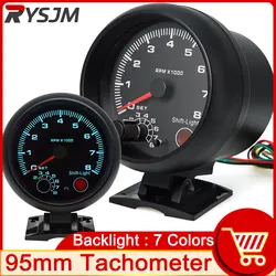 AD 95MM Auto Tachometer 0-8000 RPM Meter Gauge with Inter Shift Light 7 Color Racing Meter Tacometro Moto Motorcycle