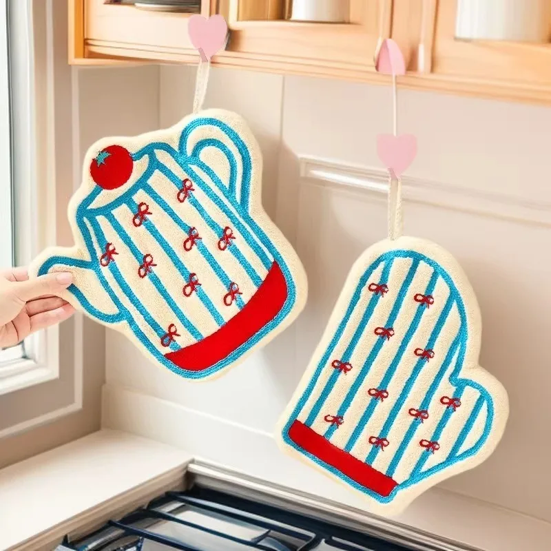 

Полотенце для рук из кораллового флиса, подвесное, милое, простое, впитывающее, для дома, кухни, детское полотенце для рук