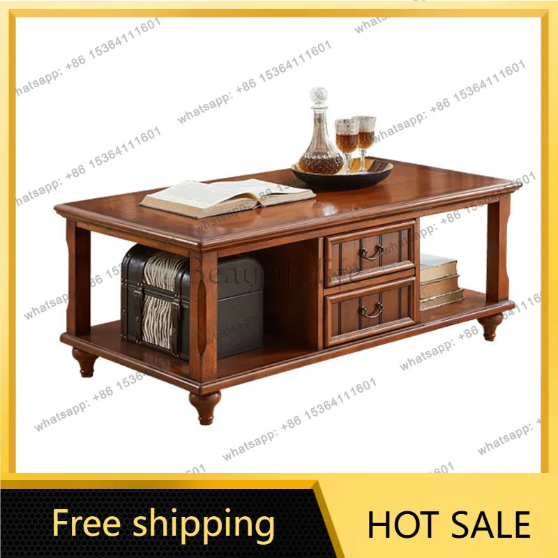 American solid wood coffee table size apartment living room square locker