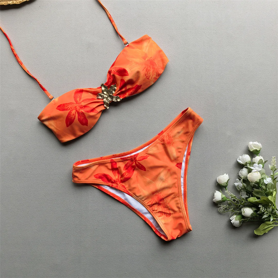 Neu mit Rock, Metallblumenmuster, Bikini, Damen-Badeanzug, dreiteiliges Bikini-Set, Badebekleidung, Badeanzug, Schwimmbekleidung V7285 – Detail 9