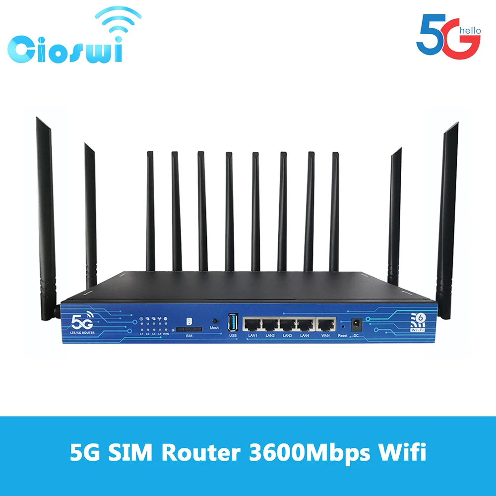 

High Speed 5G Router SIM Card 3600Mbps WiFi 5G NR NSA Modem WIFI6 MESH Openwrt USB3.0 4T4R Antenna