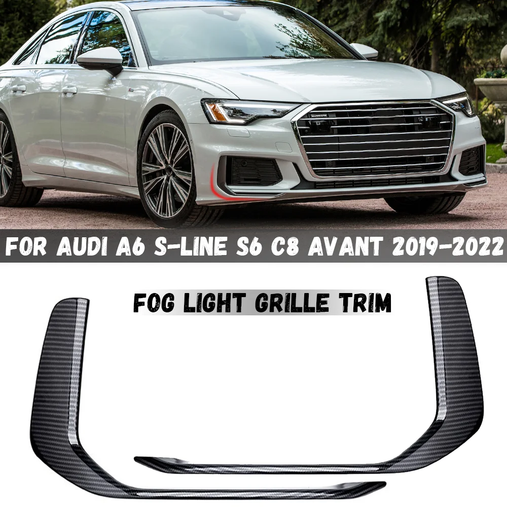 

For Audi A6 SLINE S-LINE S6 C8 Avant 2019 2020 2021 2022 Front Bumper Side Air Vent Spoiler Fog Light Intake Frame Cover Trim