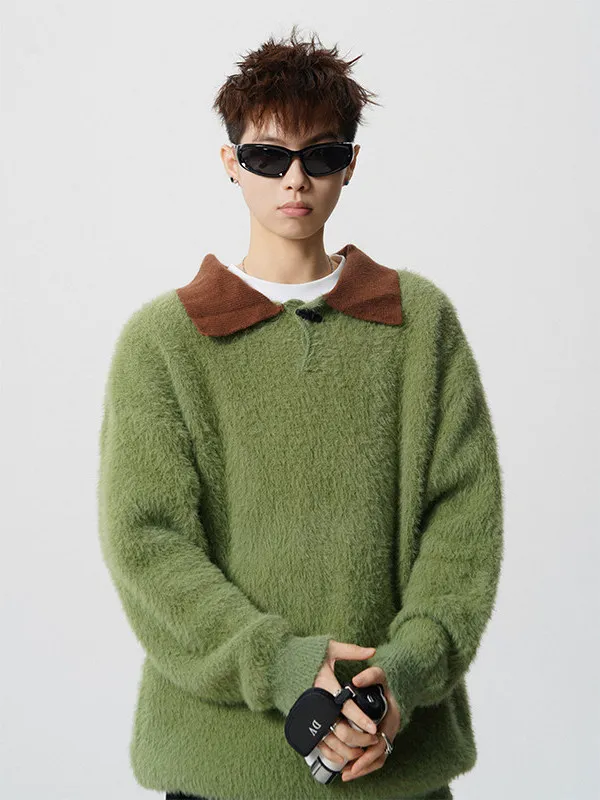 

een Soft Hoof Wool Collared Sweater Men's Autumn Winter Heavy Lazy High-End Casual Knitted irt Trendy