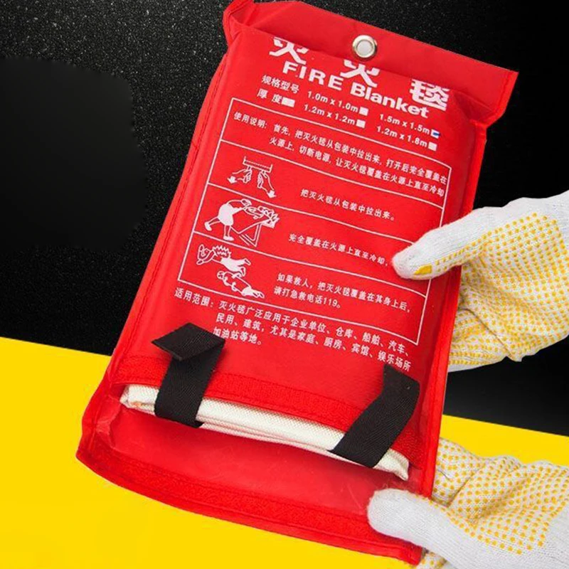 Coperta antincendio da 1/1,5 m Coperta antincendio di emergenza Coperta di soppressione ignifuga in fibra di vetro per la copertura di sopravvivenza di sicurezza della cucina domestica