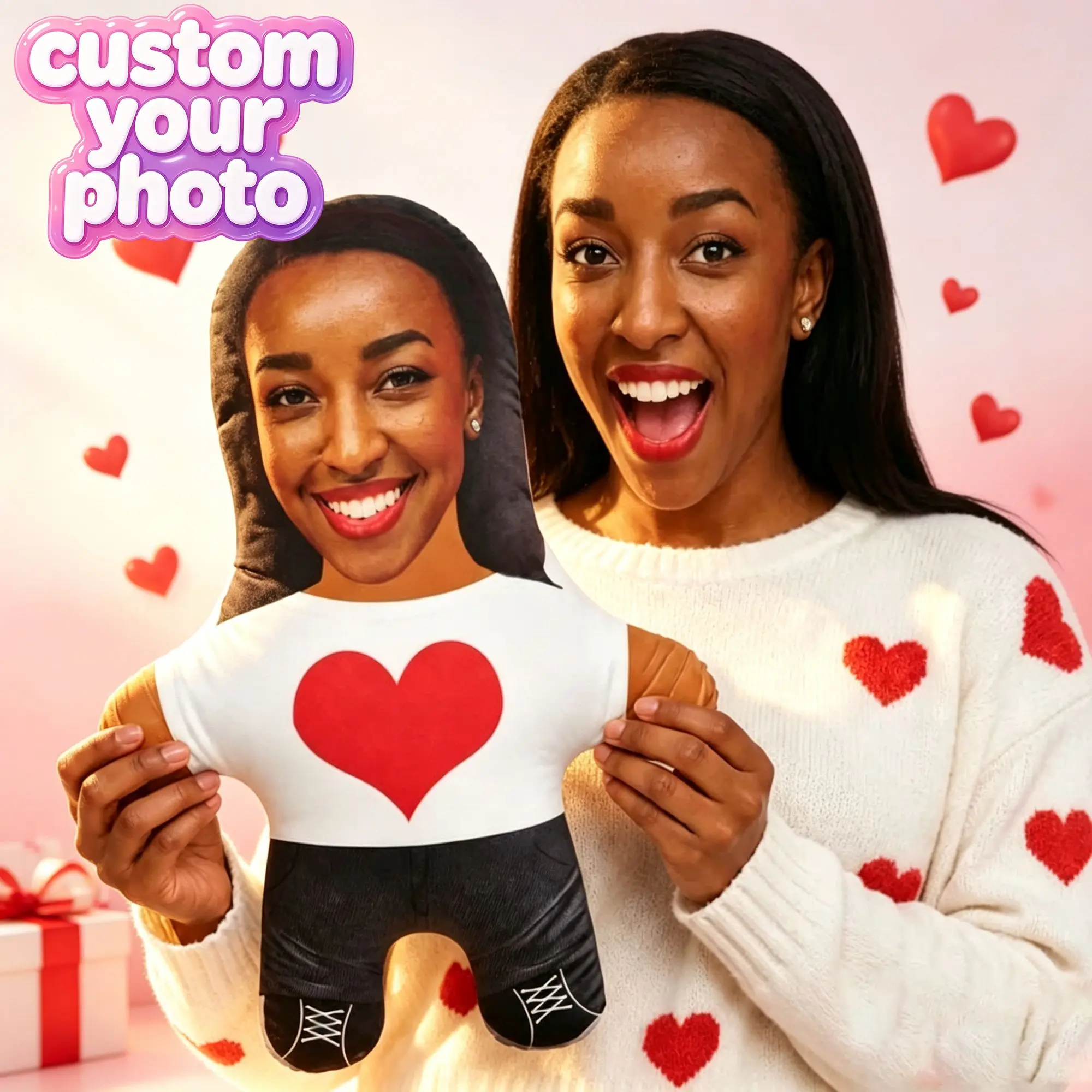 Customized Super Funny Heart Pattern Cushions Polyester  Pillows Cushion for Christmas Gift for Couples, Boyfriends, Girlfriends