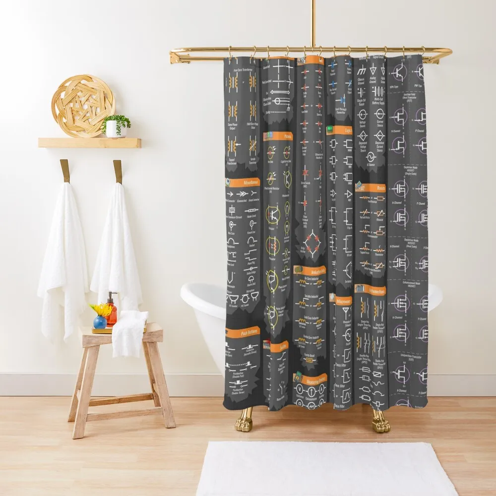 Electrical Engineering Symbols Reference Shower Curtain Curtain For Shower Waterproof Fabric Bathroom Curtains