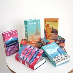 Colorful City Series Fake Books for Rooms Modern Luxury Decorative Book Coffee Table Storage Box Interior Decor Items