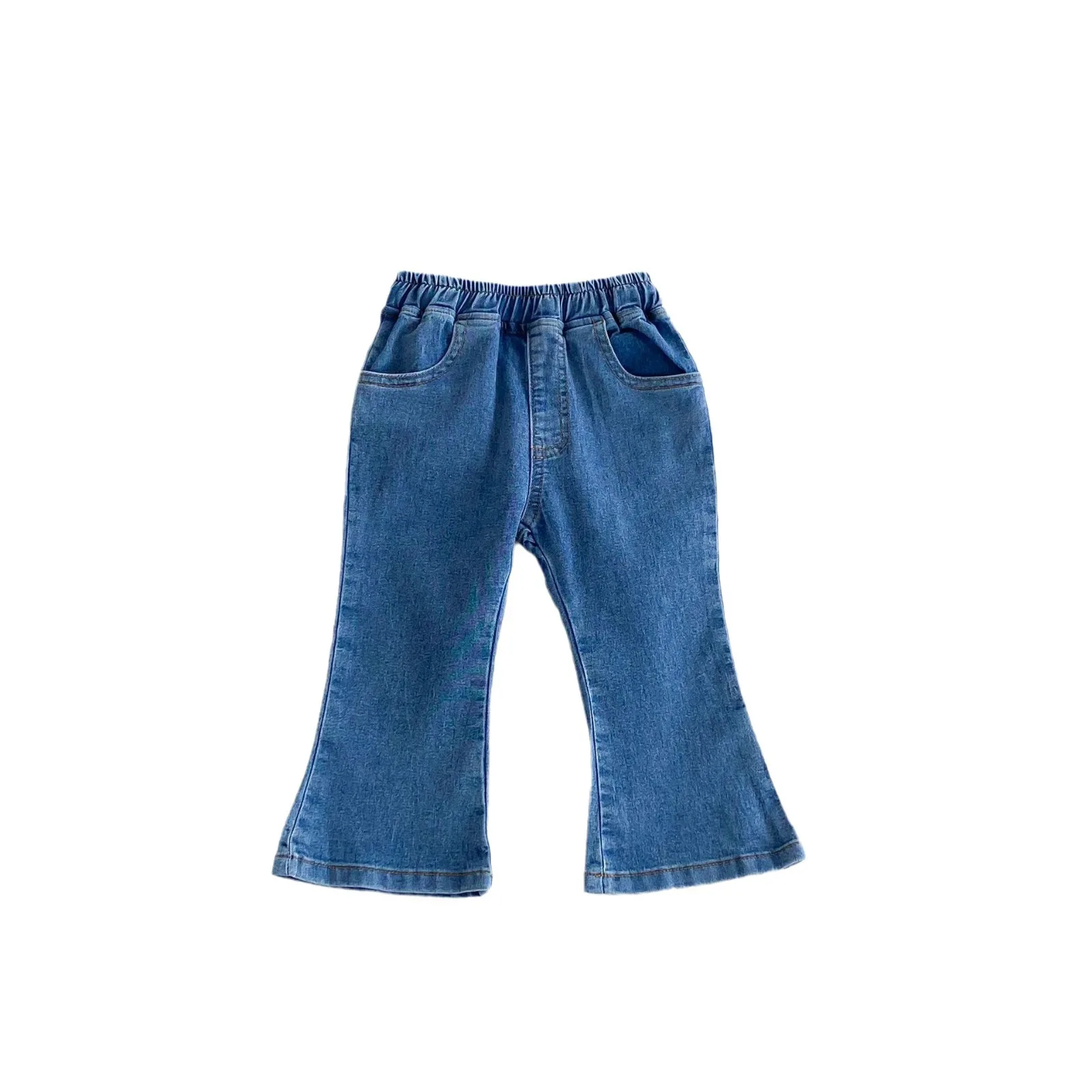 Autunno nuove ragazze moda Slim Fit pantaloni svasati bambini pantaloni in Denim solido bambino bambino pantaloni Casual bambini Jeans versatili