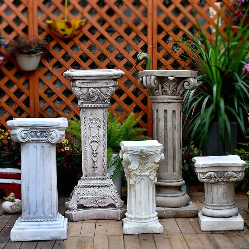 European Roman column Garden decoration Garden ornament Flower pot base Angel figure sculpture Cupid landscape decoration