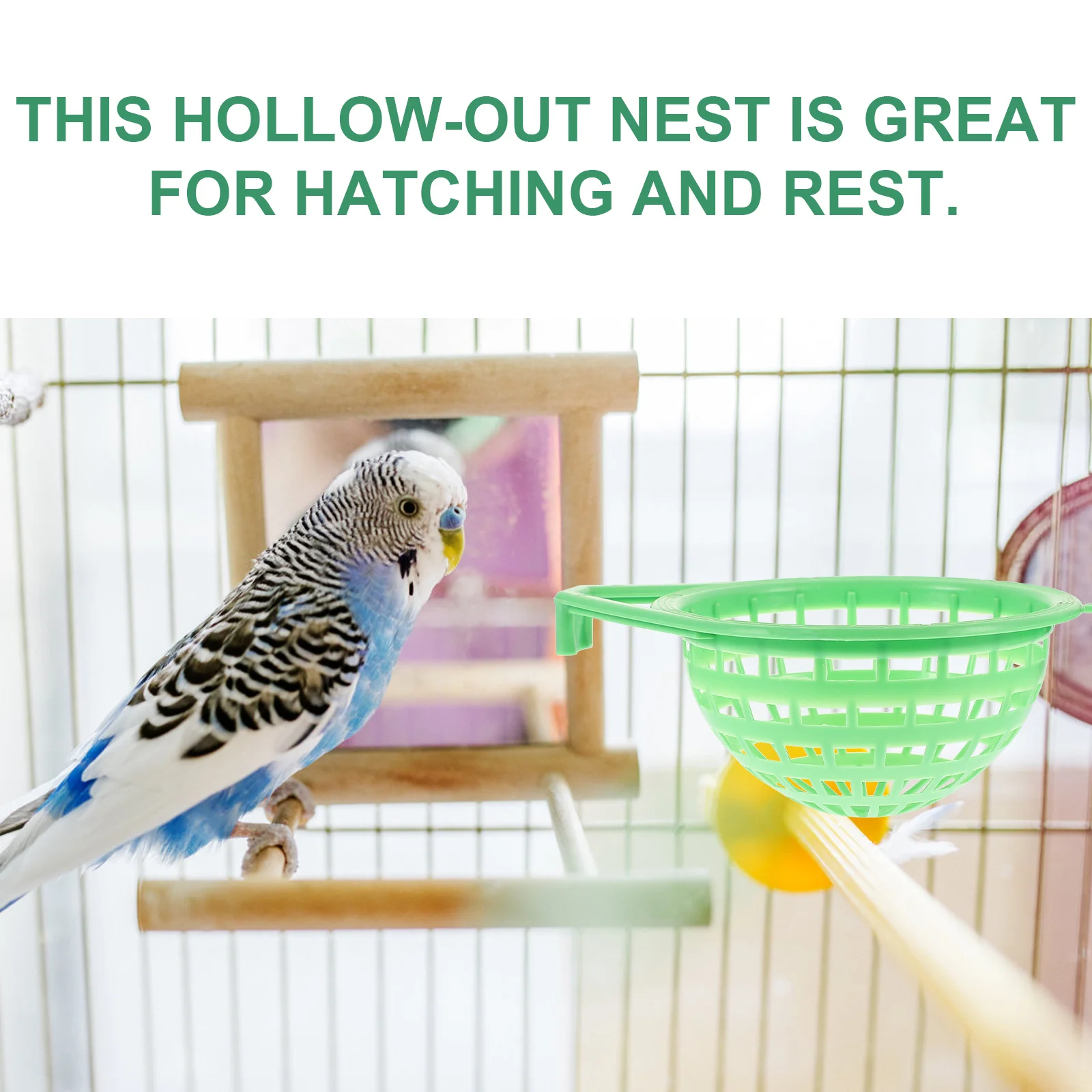 

4Pcs Parrot Nest Heavy Duty Washable Plastic Bird Living Nest Hanging Hollow-Out Rest Spot for Birds Parrot Home Zoo Use