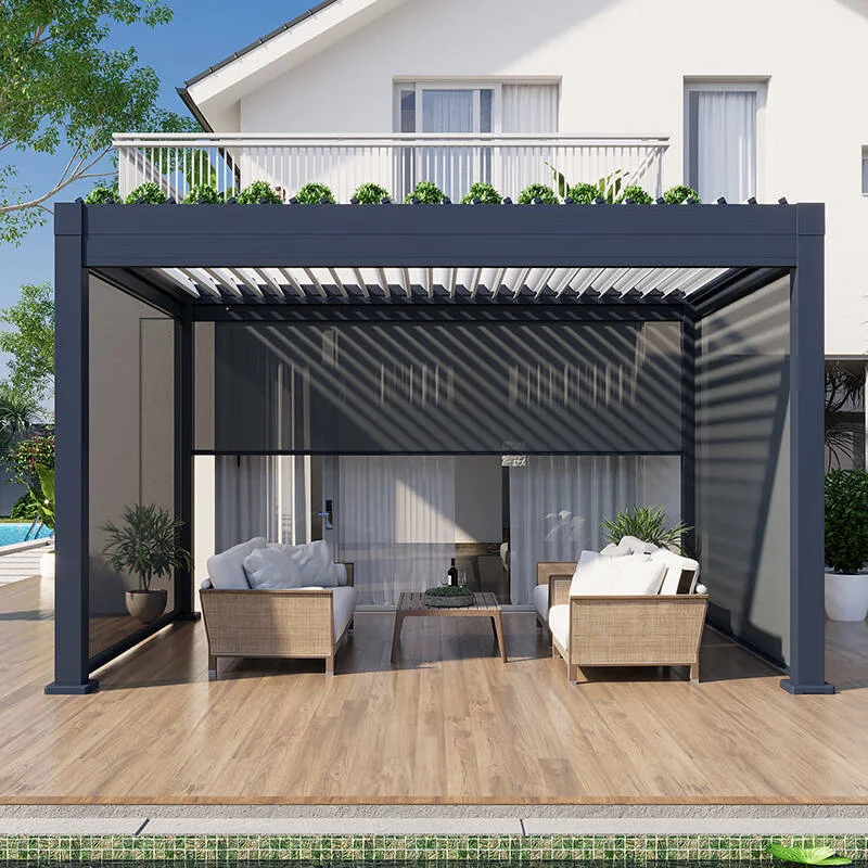 Backyard Terrace Folding Waterproof Bioclimatic Roof 4X3 Gazebo Pergolas Sunroom Tents Gazebi Tonnelles Marquees Awnings