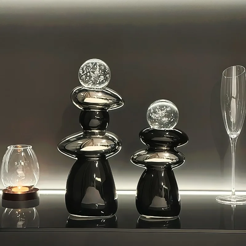 Crystal Ball Ceramic Decoration, Stacked Stone Decoration, Living Room TV Cabinet, Wine Cabinet
