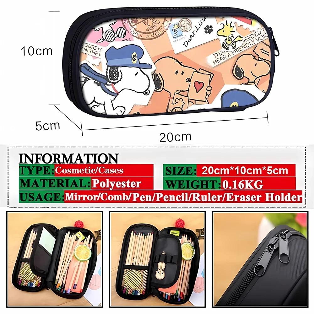 Snoopy Pencil Case Anime Figures Products Kawaii Pen Case Bag astuccio per matite di grande capacità cancelleria Supplie regali per bambini