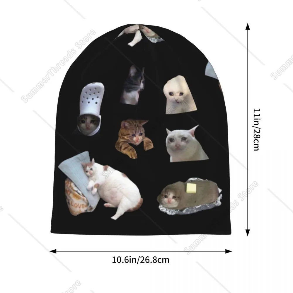 البكاء القط ميمي حزمة Skullies Beanies القبعات مضحك لطيف بارد للجنسين الشارع قبعات دافئة رئيس التفاف بونيه محبوك قبعة #3