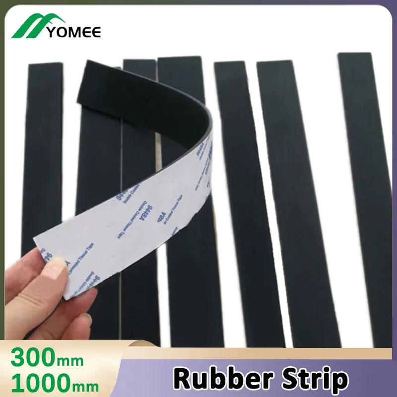 1Pc Black Silicone Rubber Strip Self Adhesive Seal Gasket Anti-skid Shock Absorption Sealing Strip Length 30cm 100cm