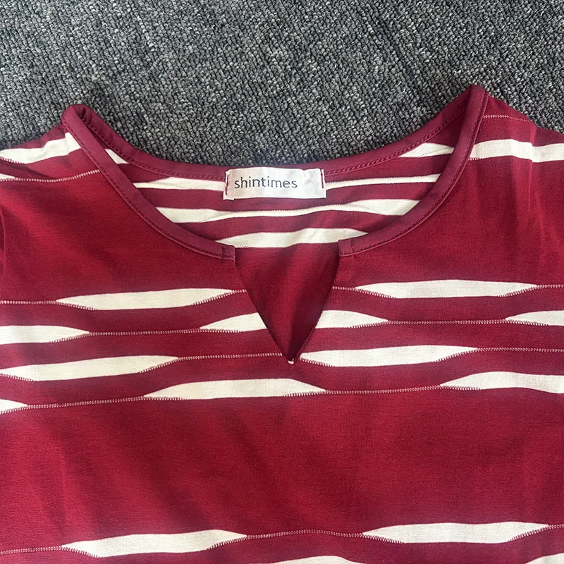 Katoenen T-shirts Vrouwen Lange Mouw Gestreept T-shirt Dameskleding Mode Slanke Tops T-shirt Femme