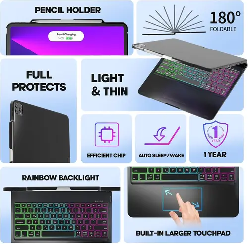 Imagen 2 del producto 360 °   Teclado mágico giratorio para iPad Pro 11 13 2024 M4, funda para iPad Air 7 2025 11 13 pulgadas Air 6th 5th 4th 10,9 10th Gen 11th A16