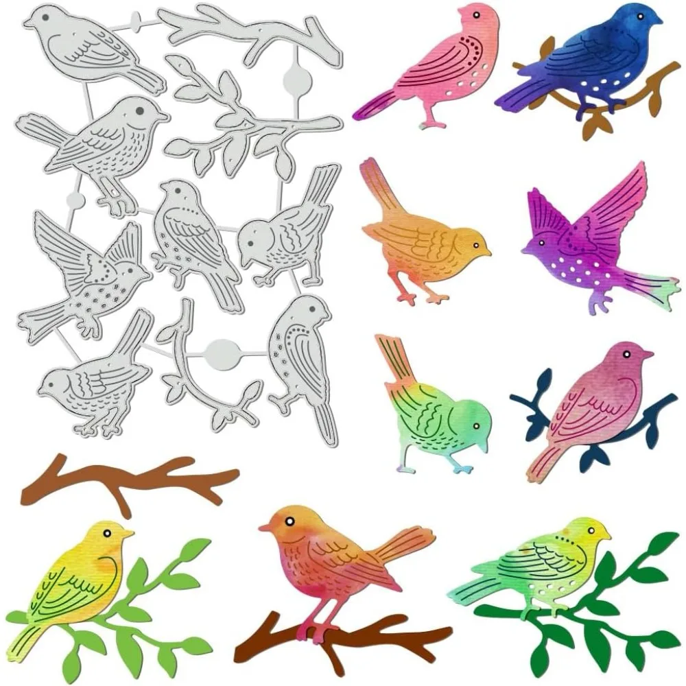 Vogel-Schneideformen aus Kohlenstoffstahl, Schablonen für DIY-Scrapbooking, Fotoalbum, dekorative Prägung, Papierkarten, 104 x 141 x 0,8 mm