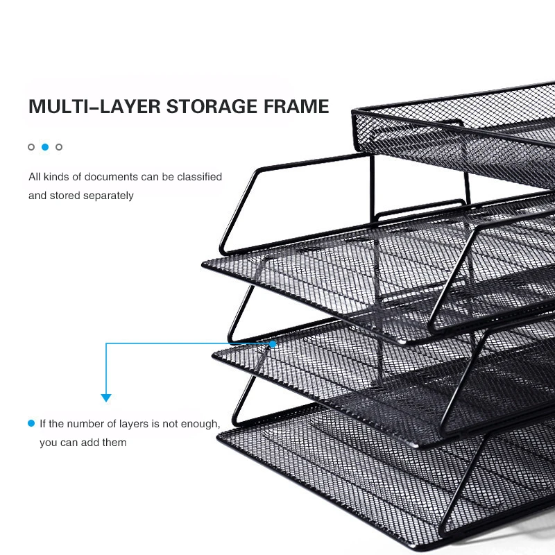 Imagem -03 - Multilayer Metal Mesh Office Desk Organizer Basket Empilhável File Storage Rack Faça Você Mesmo Combination Storage Shelf