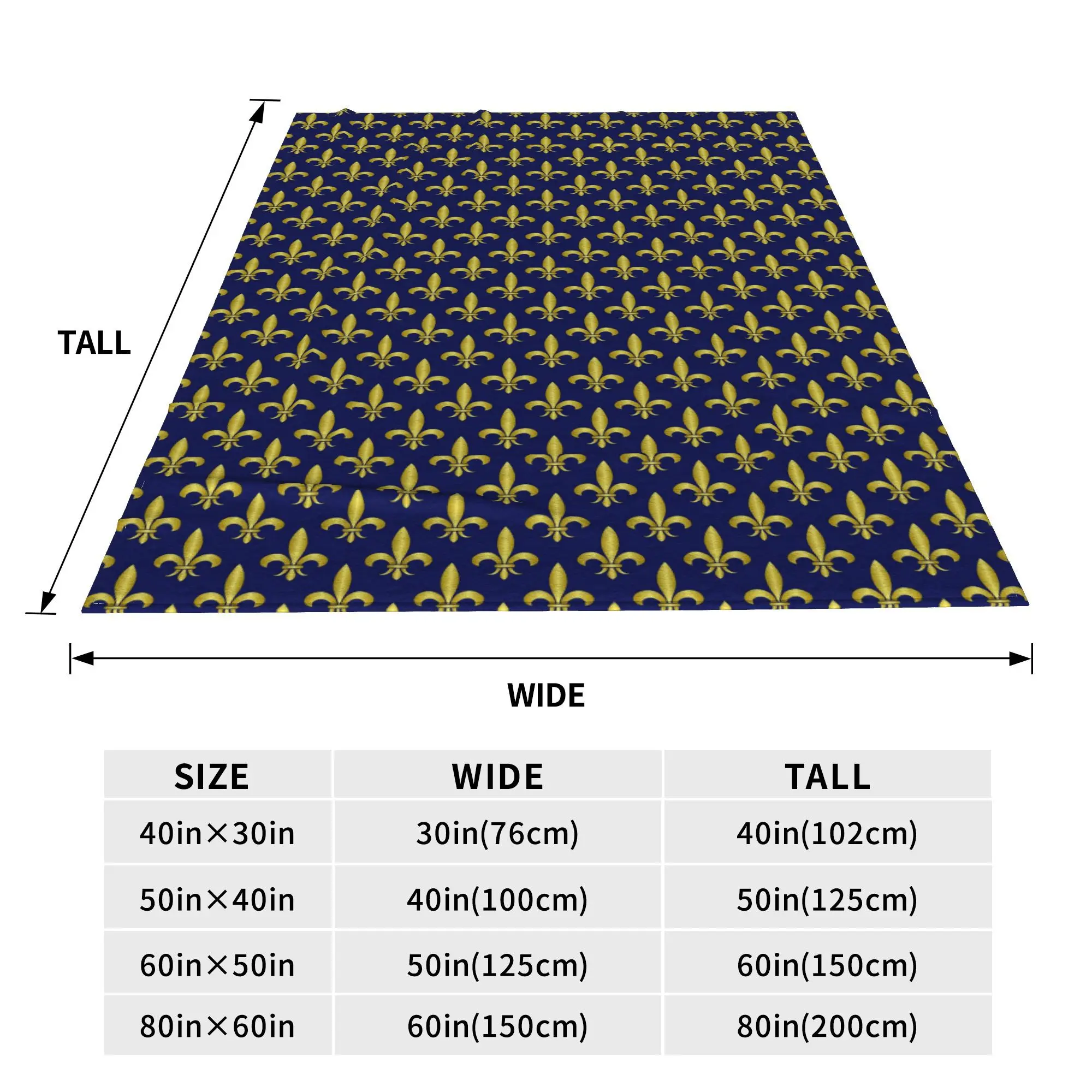 Gold Blue Fleur De Lis Royal Lily Blankets Warm Flannel Sofa Throw Blanket for Home Bedroom Office Throws Bedspread Quilt
