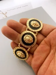 2023 High Quality Alloy Lion Head Braided Bracelet with Oil Dripping, Perfect Gift Lion Head Elastic Thread Bracelet Gifts