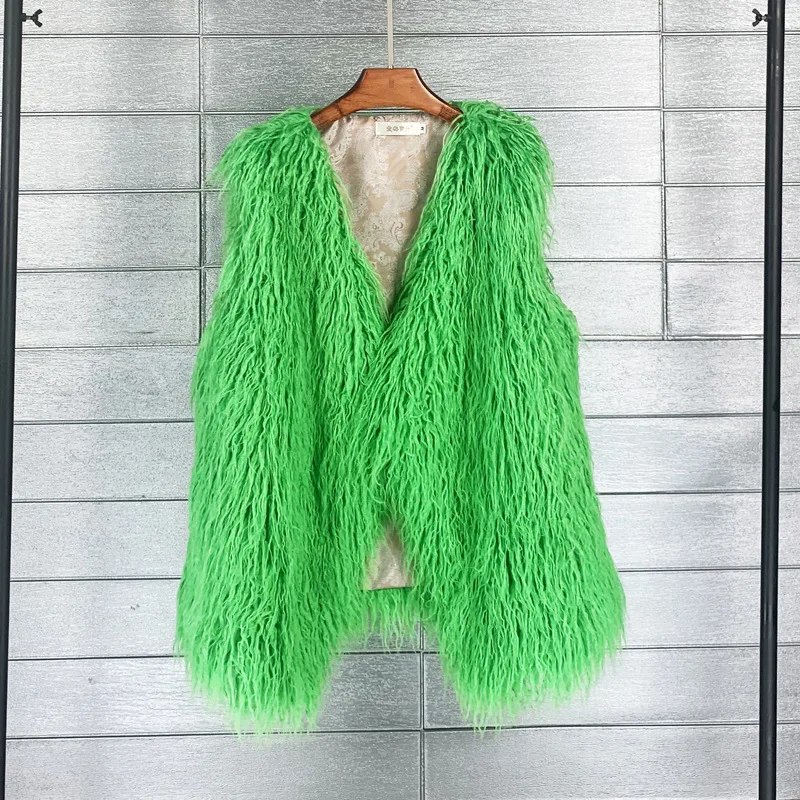 2022 Nieuwe Mode Herfst Winter Imitatie Wollen Vest Vrouwen Warm Vest Vrouwen Jas Namaakbont Vest