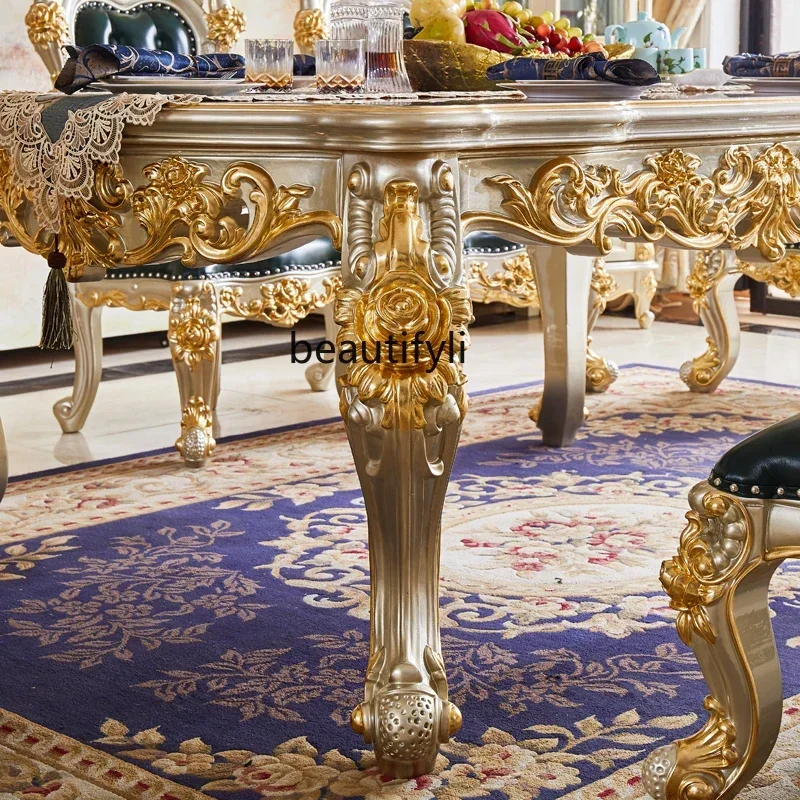 

ssK178 A55 European square table American villa marble dining table and chair combination size apartment all solid wood rectangl