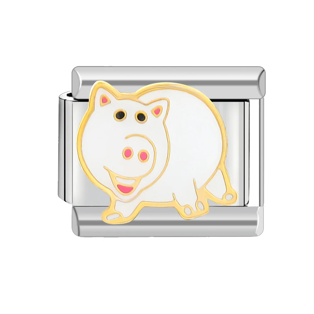 2024 New Women\'s Gift Fit 9mm Stainless Steel Italian Charms Bracelet Links Beads Cute Cartoon Mouse Series Making Jewelry
