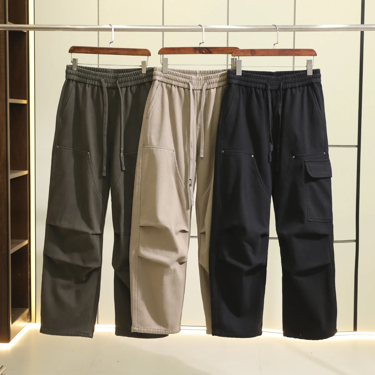 

Мужские модные свободные повседневные брюки с широкими штанинами, утепленные флисом, теплые, осенне-зимние, прямого кроя, не объемные, Offline Synco...