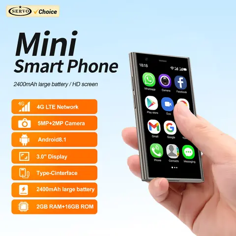 2025 SERVO S25 미니 안드로이드 스마트폰 4G LTE 16GB ROM 2 SIM 대기 Google Play WiFi 핫스팟 3.0
