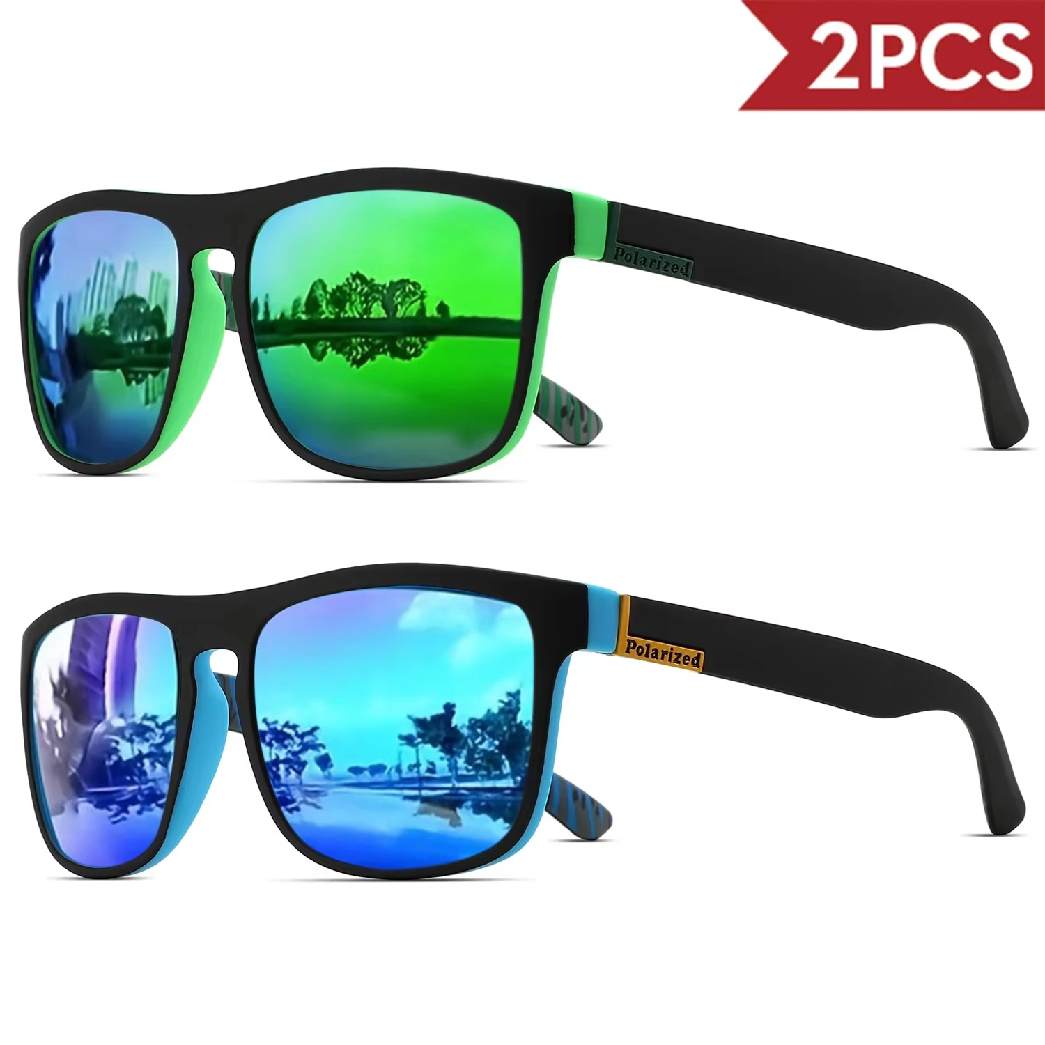 1/2/3/4 stuks Heren Klassieke Vierkante Gepolariseerde Sportzonnebrillen Lichtgewicht PC Montuur UV400 Unisex Duurzaamheid Rijden Vissen Fietsen