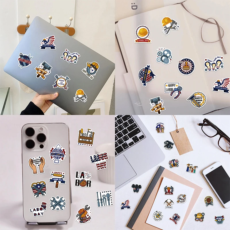 50PCS American Labor Day Graffiti Stickers DIY Water Cup Computer Notebook Guitar Skateboard Festive Memorial Graffiti Decals