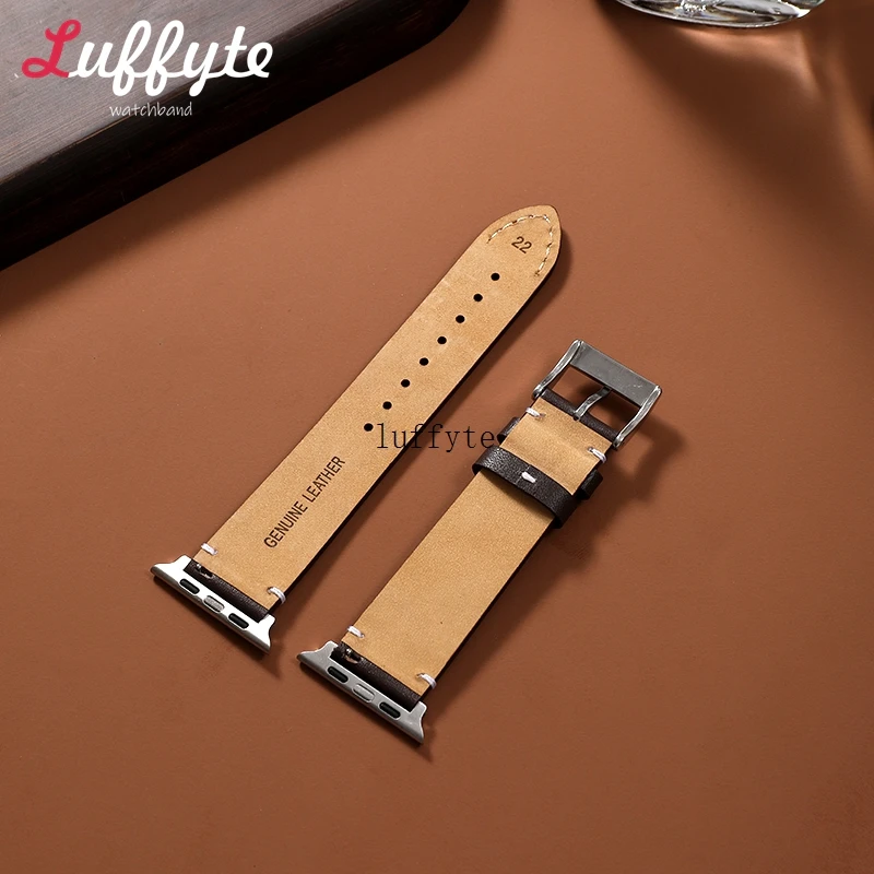 Ремешок кожаный для Apple Watch 49 45 44 42 41 40 38 мм, деловой браслет для IWatch Ultra 2/1 SE SE2 Series 9 8 7 6 5 4 3