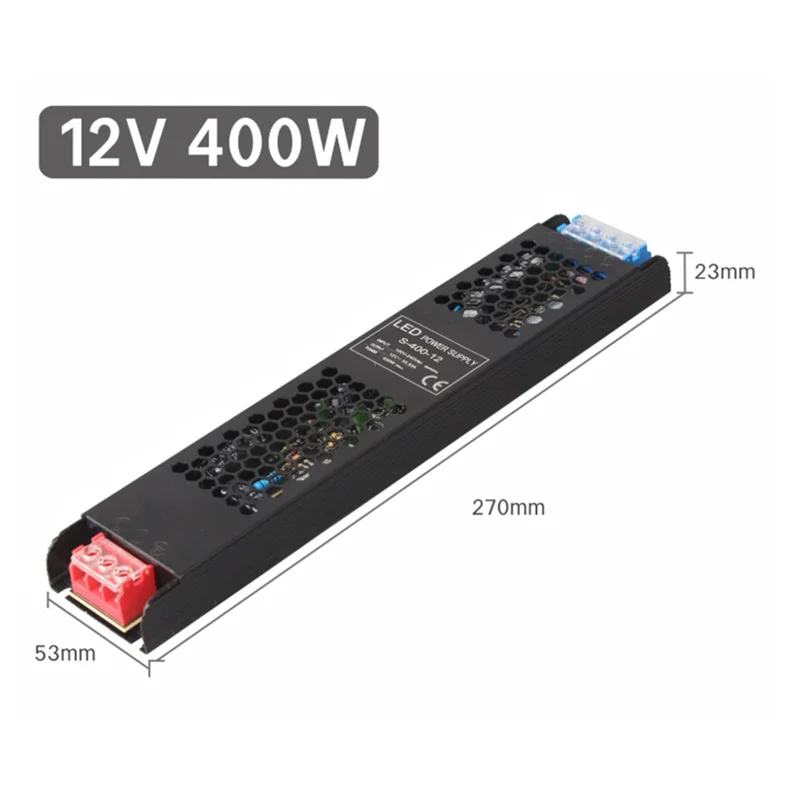 EYFL-400W Driver fino 12V 400W Transformador com tira LED Fonte de alimentação de tensão constante protege sobretensão e sobrecorrente
