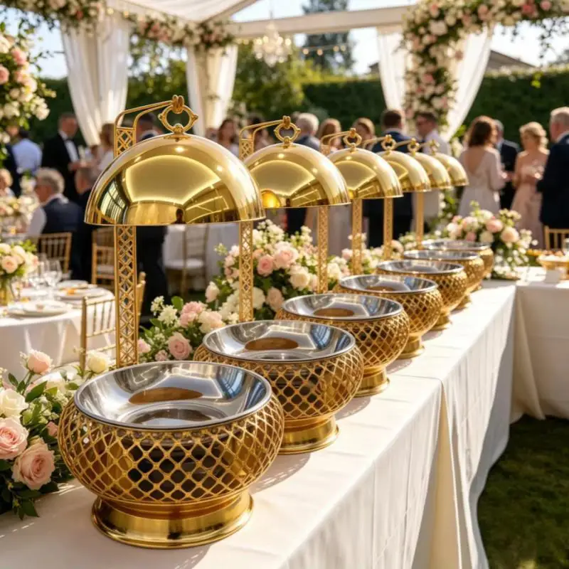 8L Wedding Cheffing Stainless Steel Chef Food Warmers Chaffing Buffet Chafing Dish For Catering Equipment Serving Dish Set