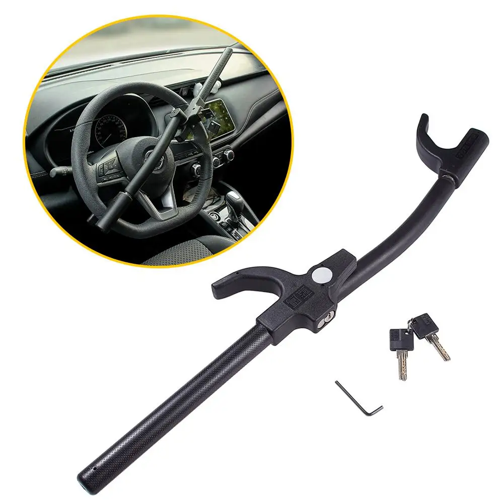 

Car Trunk Steering Wheel Lock Safety Twin Hook Locks Anti-theft Security Stainless Steel Wheel Lock Universal