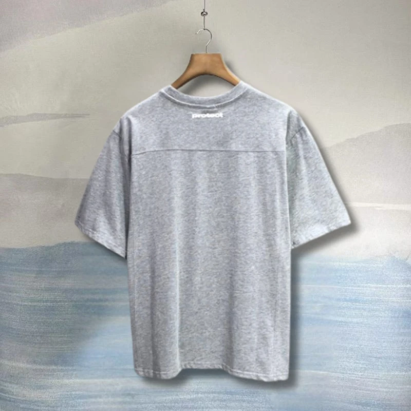 Elliptical Silhouette Logo Letter Grey Protect Tshirt Men Women High Quality Cotton Patchwork Round Neck Short Sleeve Streetwear