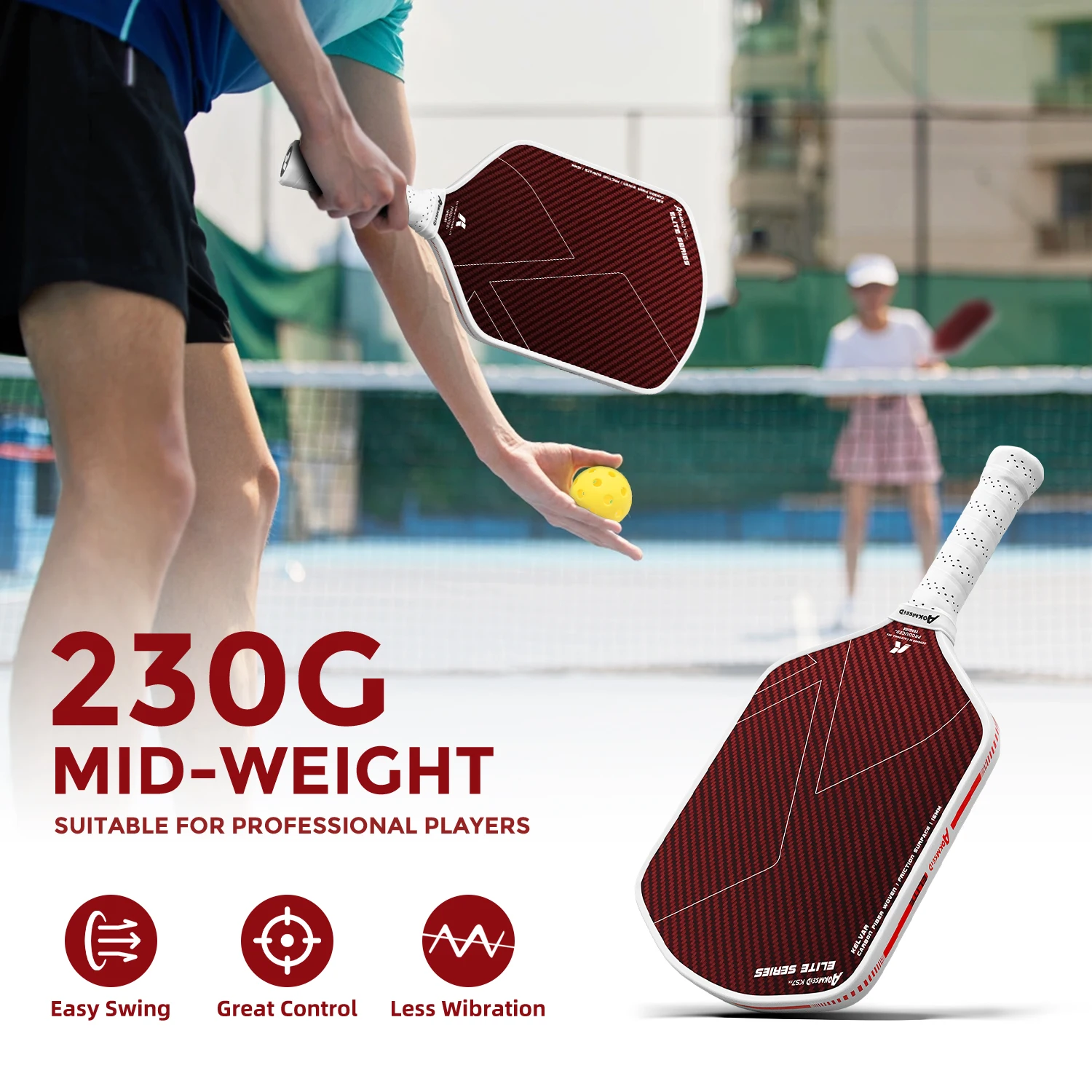 Blue Red Kelvar Rough Surface Pickleball Paddle T700 Carbon Fiber Thermoformed Foam Edge Unibody Racket with Integrated Handle