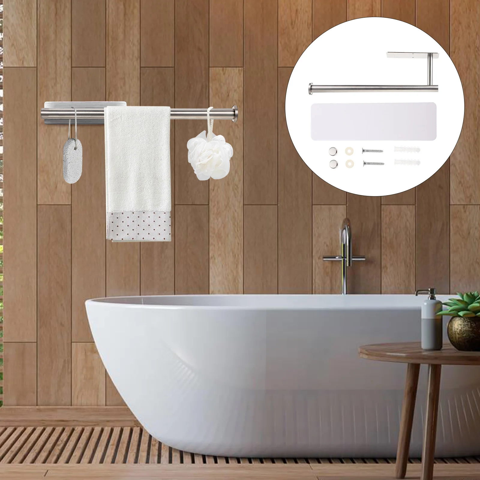 

1 Set Wall-Mounted Kitchen Cling Film Towel Rack Bathroom Roll Tissue Hanging Rack Wear-Resistant No Punching Simple