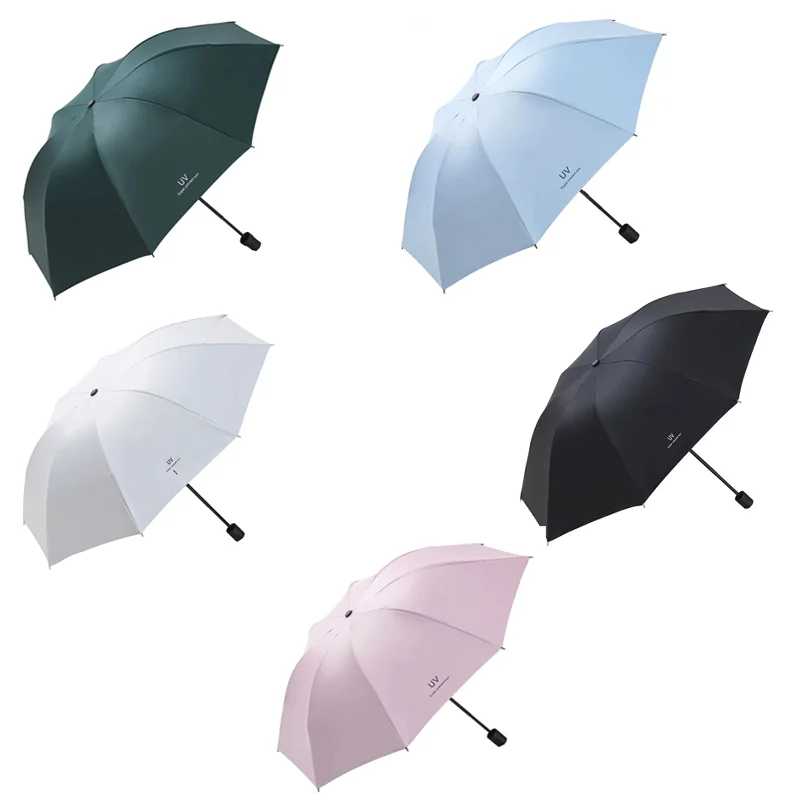 Mini Folding Dark Green Anti UV Shade Sun Automatic Umbrella Travel Portable Windproof Light Women Children Parasol Umbrella