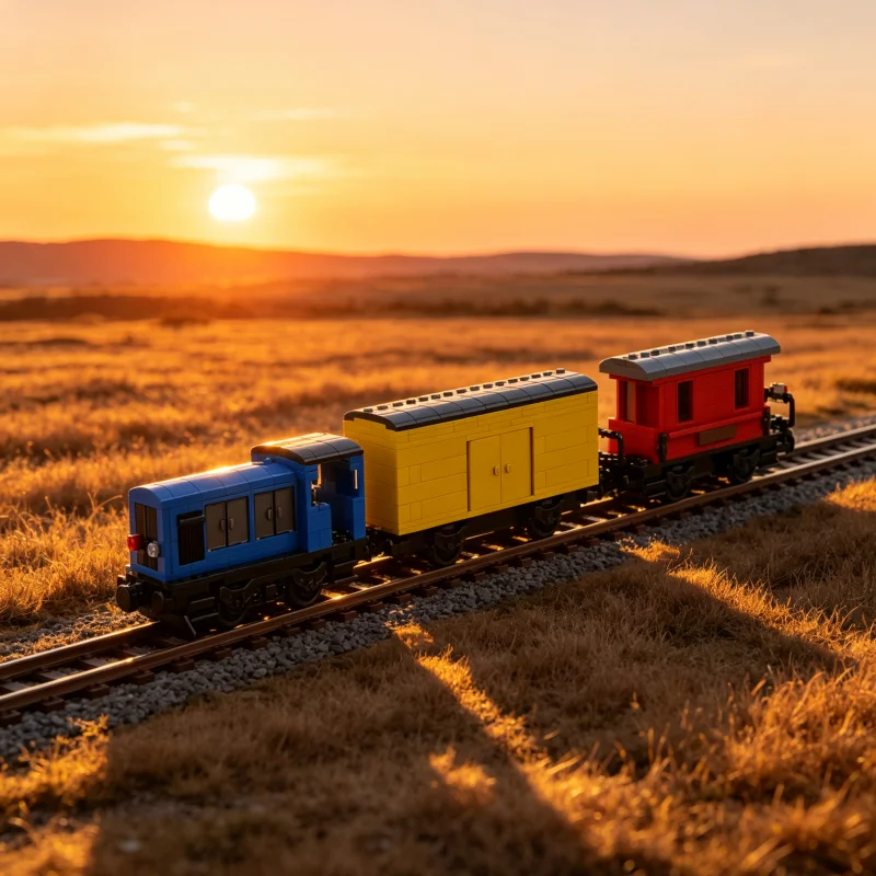 MOC Building Bricks Set Classic Diesel Locomotive Detailed Realistic Steel Railway DIY Assembly Toy Collectible Display Scene