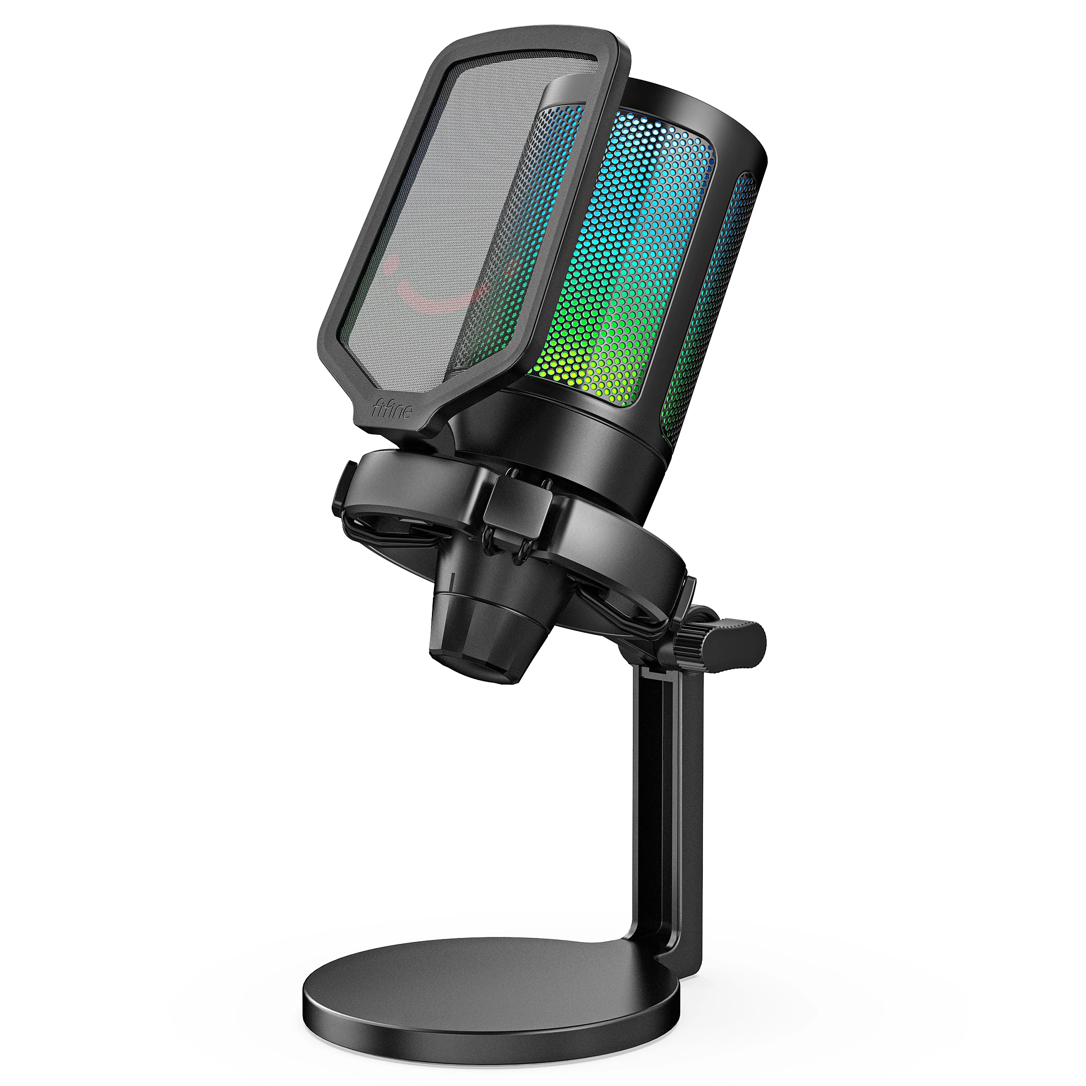 AmpliGame by FIFINE USB-Gaming-Mikrofon mit RGB, Verstärkungsknopf, Touch-Stummschaltung, Streaming-Podcast-Kondensatormikrofon für PC, Switch, PS5-A6NEO 3