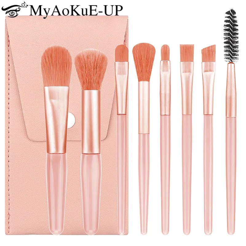 8pcs Makeup Brushes Set Soft Hair Eyeshadow Blending Blush Eyelash Eyebrow Foundation Brush Glitz And Glam Women Beauty Tool