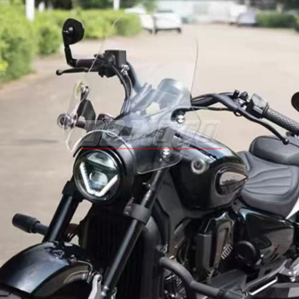 FOR VOGE CU625 Modified With A Taller, 5mm Thicker, High-Transparency, Smoked Black, Irregularly Shaped Front Windshield.