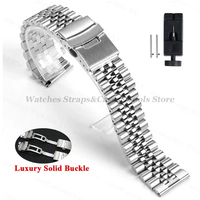 316L Stainless Steel Straight End Bracelet 20mm 22mm For Seiko For Jubilee Watch Band Luxury Solid Buckles Men Watch Accessories
