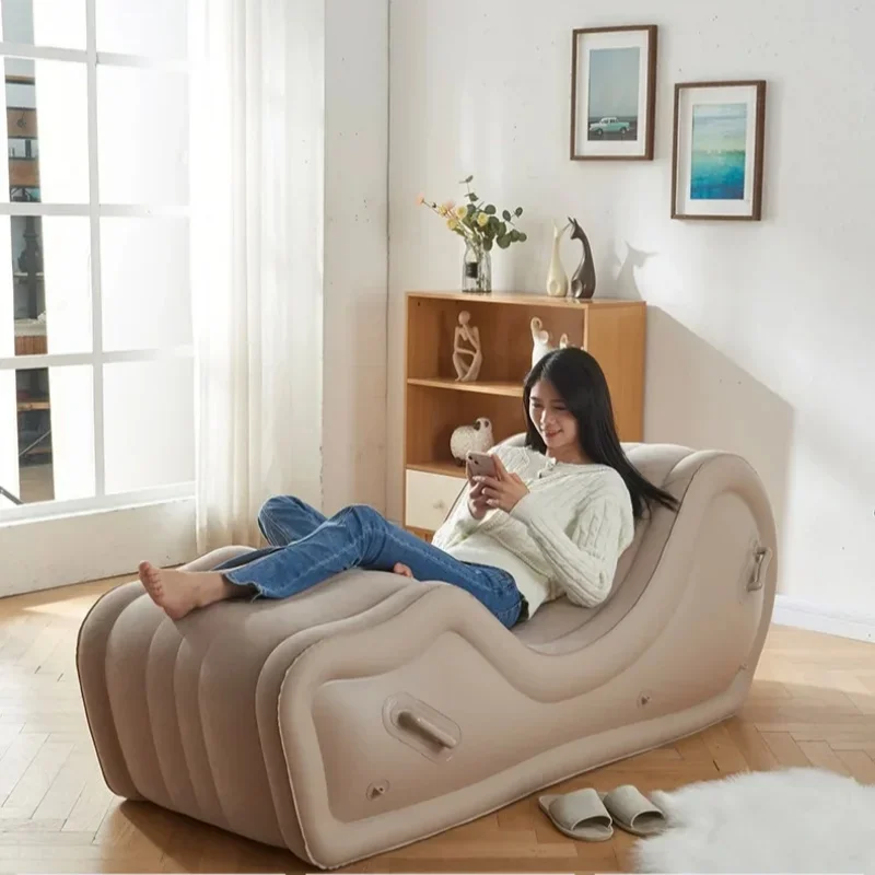 Simple Lazy Sofa Lounge Chair Fully Automatic Outdoor Portable Air Cushion PVC Inflatable Sofa Chair ,Camping Seat