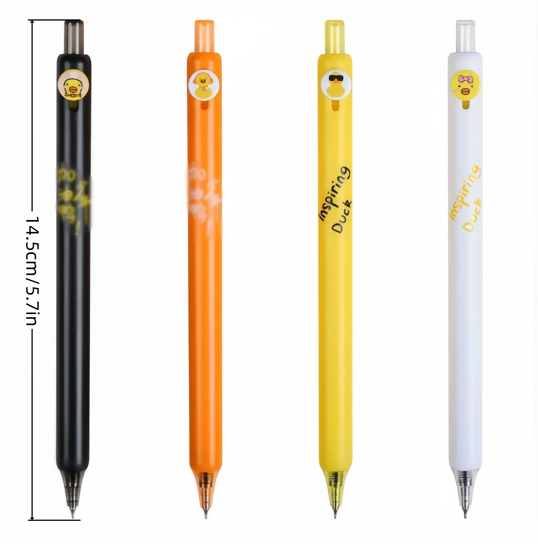 1 Set of 4 Little Yellow Duck Series Button Gel Pens, Cute Gel Pens, 0.5mm Fine Tip Black Ink, High-Value Gel Pens, Can Be Given as Gifts